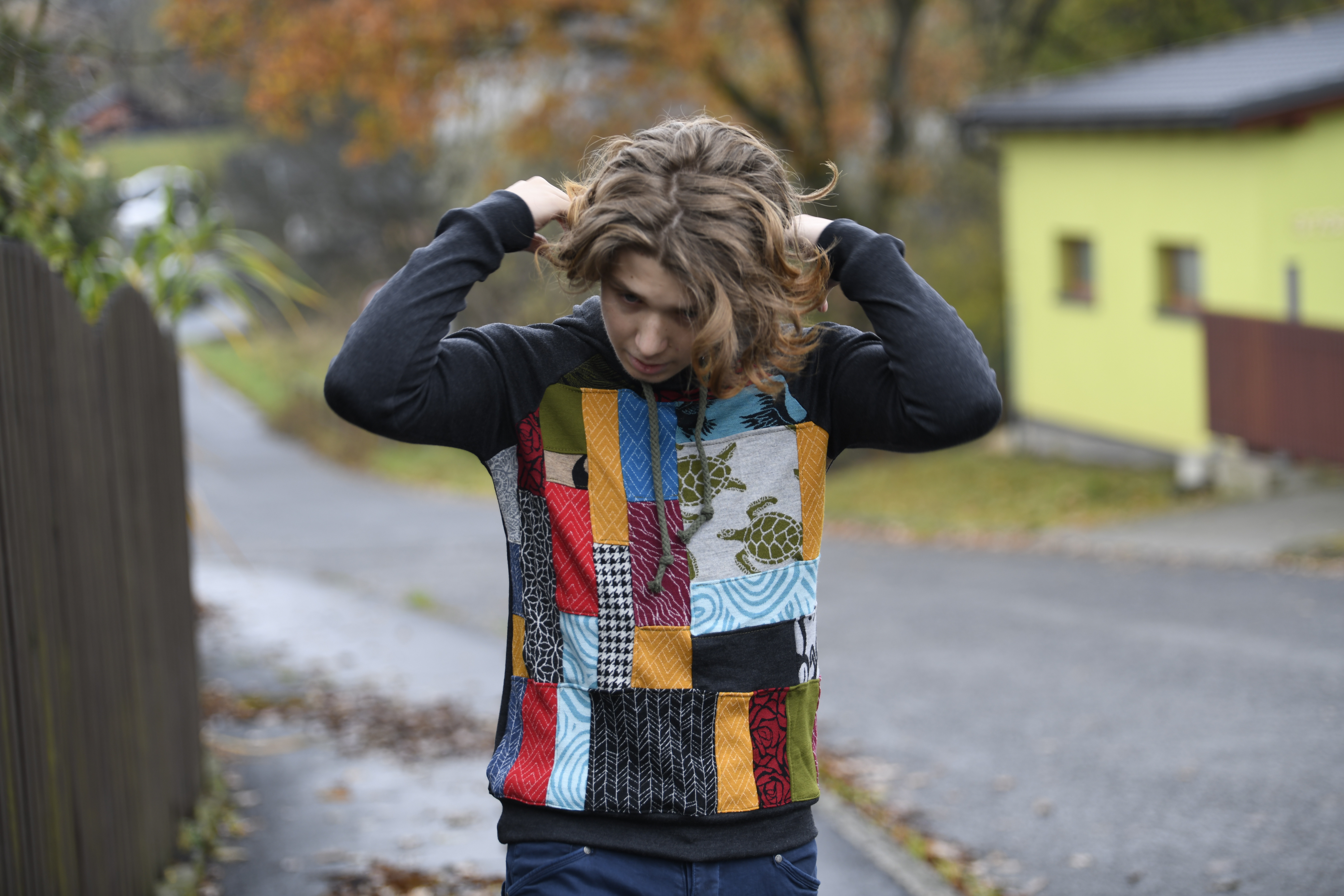 Merino mikina patchwork S
