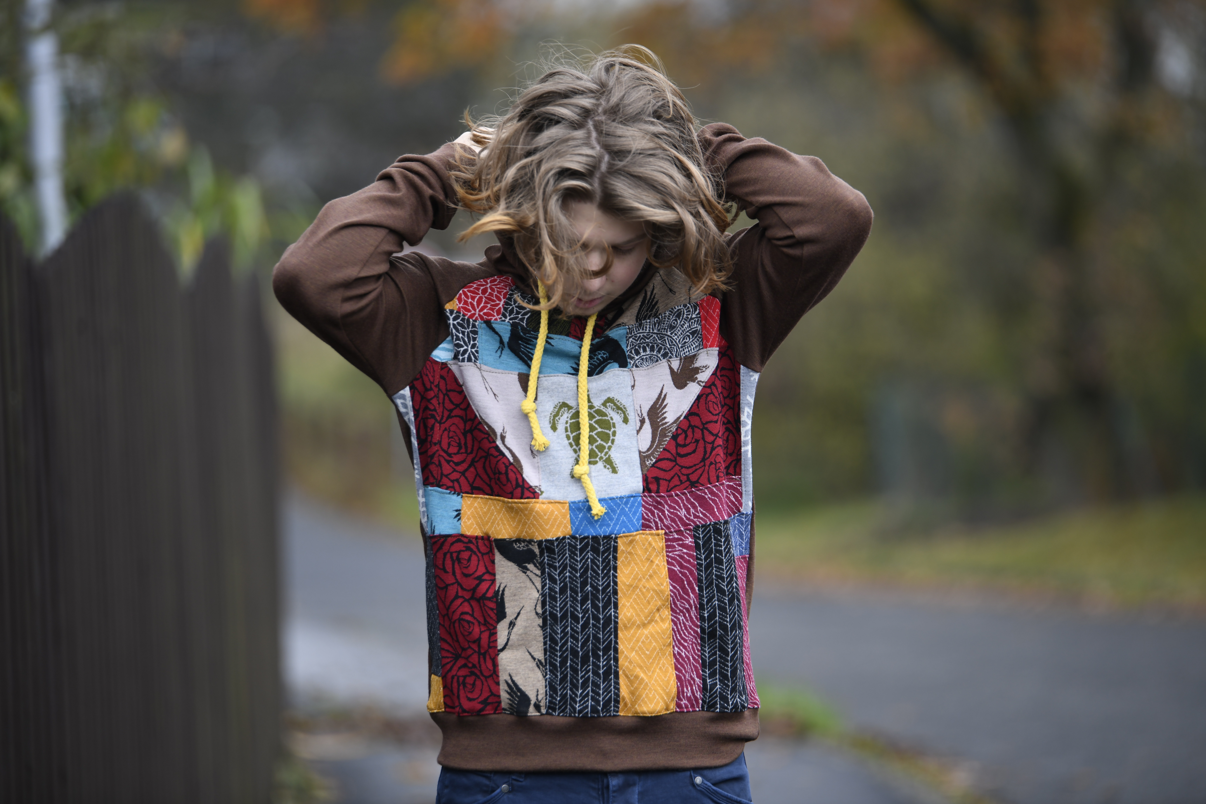 Merino mikina patchwork L